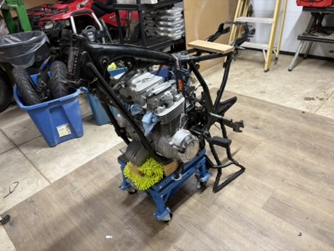 CB frame with engine